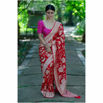 Handloom floral jaal khaddi chiffon banarasi saree