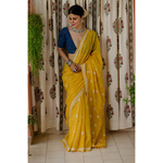Handloom & Hand embroidered chikankari tissue chanderi silk saree.