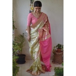 Handwoven katan silk banarasi saree with handwoven soona roopa motifs.