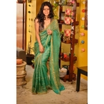 Handwoven Jari blended Linen Saree