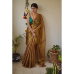 Handwoven metallic linen saree.