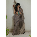 Hand block printed and natural dyed kota doria saree