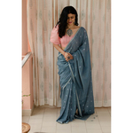 Handspun handwoven pure muslin cotton Jamdani motifs saree.
