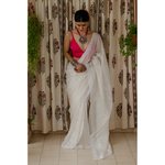 Handembroidered chikankari kota silk saree.