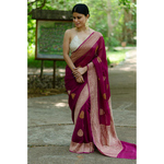 Handwoven kadhwa chiffon roopa booti banarasi saree.