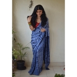 Handwoven and handmade Malbari silk saree in shibori