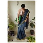 Handwoven natural dyed cotton saree