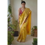 Handwoven katan silk banarasi saree with handwoven motifs