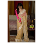 Handwoven kadwa chiffon banarasi saree with silver jari.