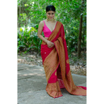 Handwoven kadhwa chiffon roopa booti banarasi saree.