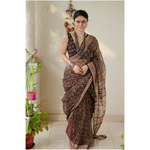 Hand block printed and natural dyed kota doria saree