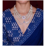 Handmade silver chand chandrahaar neckpiece.
