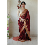 Handloom soft resham chanderi silk saree with zari motifs