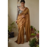 Handwoven jari wrap linen saree