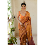 Handwoven Twill jamdani linen saree blended with tissue