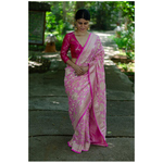 Handloom floral jaal khaddi chiffon banarasi saree