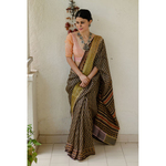 Handblock Printed Kota Silk Saree with patch borders in Satin silkCrape SilkOrganzaGeorgette Silk on the inside