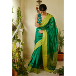 Handloom Chanderi Silk Saree with woven jari pallu.