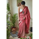 Handwoven and handmade Tussar silk shibori saree