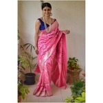 Handwoven Katan Silk Banarasi saree with handwoven motif and jari on pallu
