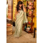 Handwoven Jari blended linen saree