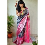 Handwoven organza sheer silk saree with banarasi motifs.
