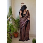 Handblock print modal silk Ajrakh saree