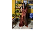 Handwoven tussar silk saree with woven kantha texture.