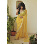 Handwoven kadwa chiffon banarasi saree with silver jari.