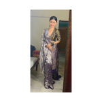 Handwoven Twill jamdani linen saree blended with tissue