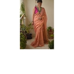 Handwoven jari warp linen saree