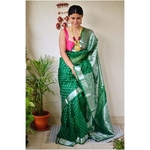 Handwoven organza sheer silk saree with bootis.