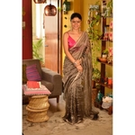 Handwoven Jari blended Linen Saree