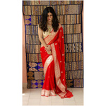 Handloom kadhwa chiffon Banarasi silk saree with woven motifs.