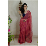 Hand block printed and natural dyed kota doria saree