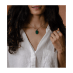 Handmade silver semi emerland pendant with silver chain