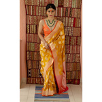 Handllom katan Banarasi silk saree with woven motifs.
