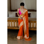 Handwoven Rupa Booti khaddi banarasi chiffon saree