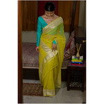 Handwoven kadwa chiffon banarasi saree with silver jari.