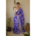 Handwoven Chanderi pattu silk saree with jari border