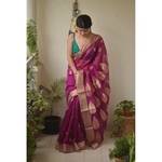 Handwoven Chanderi cotton silk saree with jari border