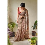 Handblock print chiffon saree