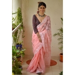 Handembroidered chikankari Kota Doria Saree