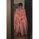 Handllom Chanderi silk dupatta in gold jari motifs