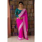 Handllom kahdwa chiffon Banarasi silk saree with woven motifs.