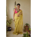Handwoven metallic jari linen saree
