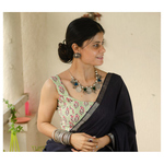Handmade pure coin based silver neckpiece with stone