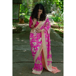 Handloom floral jaal khaddi chiffon banarasi saree