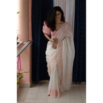 Handspun handwoven pure muslin cotton Jamdani motifs saree.