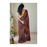 Handloom ,Handblock printed and handmade natural dyed mangalagiri cotton Ajrakh saree.